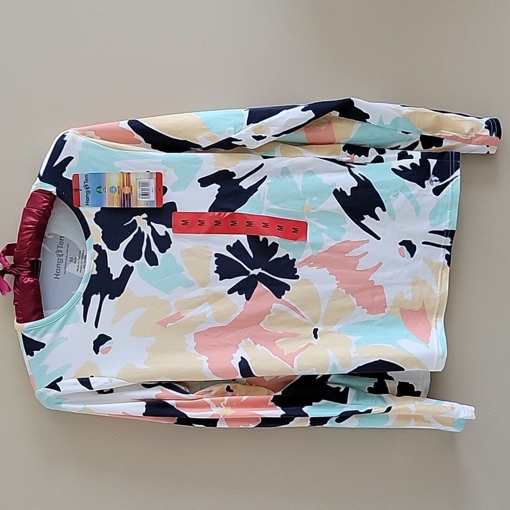 4/$15 SALE Hang Ten | UV Protection 50+ Floral Long Sleeve Women's Top Med New - Picture 4 of 6
